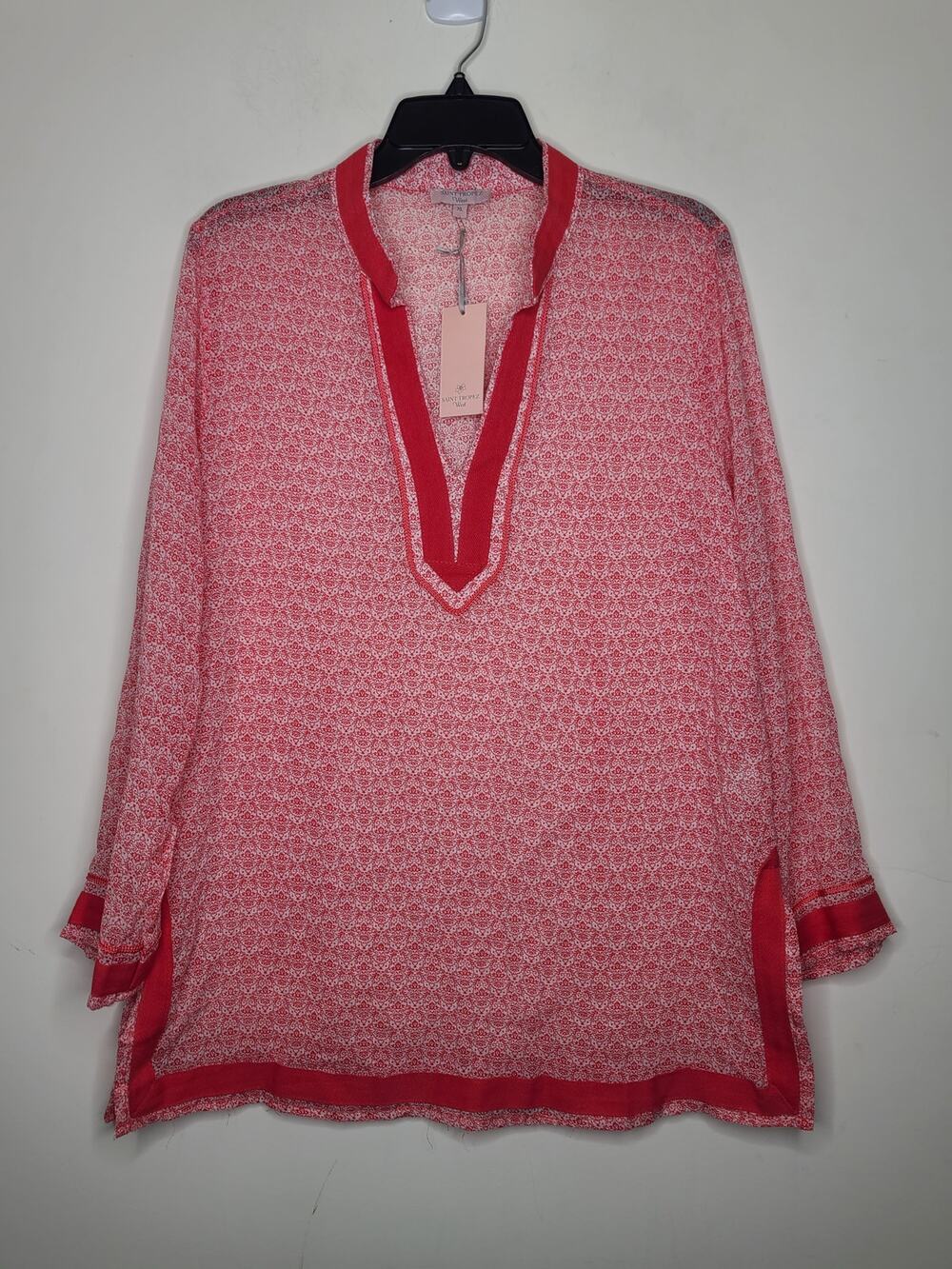 NWT St Tropez West red white swimsuit cover up tunic - XL